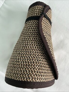 Woven Straw Visor with Brown Trim